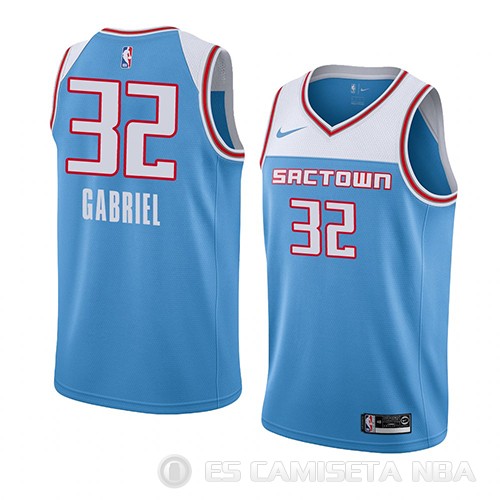 Camiseta Wenyen Gabriel #32 Sacramento Kings Ciudad 2018 Azul - Haga un click en la imagen para cerrar